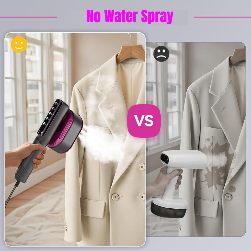 Garment Steamer for Clothes Portable Travel Iron 1200W 2-In-1 13S Heat up LED Display 5 Modes Ceramic Panel 110Ml Tank Home & Travel New Year Gift