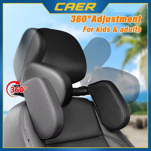 Car Headrest Pillow 360° Adjustable Sleeping Head Neck Support PU U-Shaped Travel Seat Rest Pillows Cushion for Kids Adults