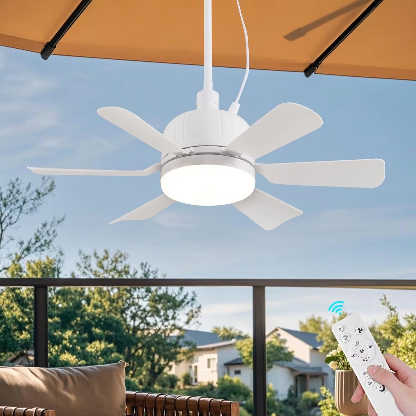 Ceiling Fan Light with Remote Control for Dimming Hanging Mini Ceiling Fans for Bedroom,Indoor，Living Room Colorful Blades
