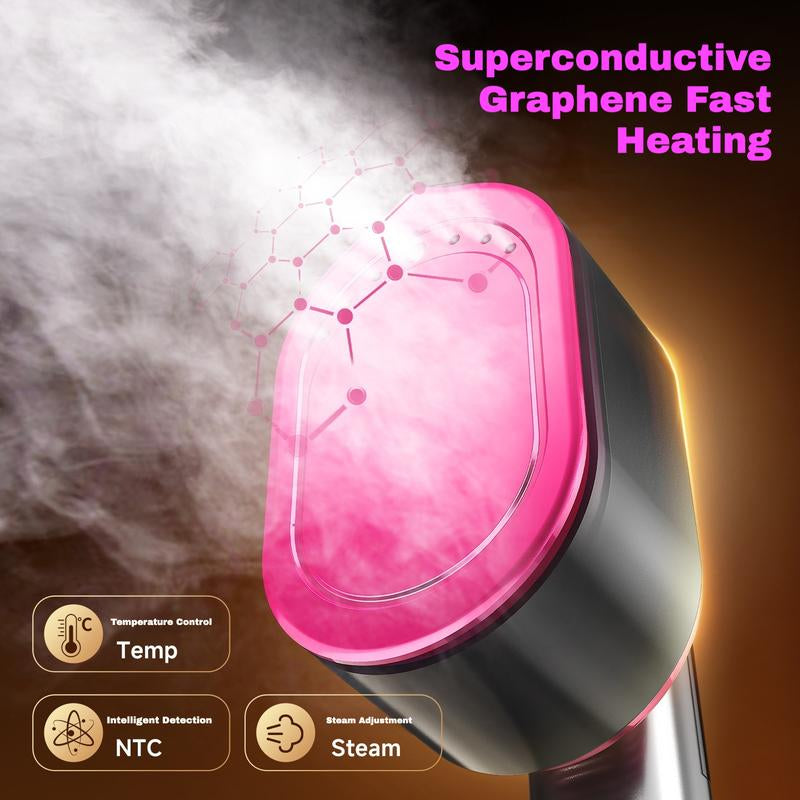 Garment Steamer for Clothes Portable Travel Iron 1200W 2-In-1 13S Heat up LED Display 5 Modes Ceramic Panel 110Ml Tank Home & Travel New Year Gift