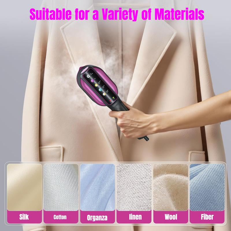 Garment Steamer for Clothes Portable Travel Iron 1200W 2-In-1 13S Heat up LED Display 5 Modes Ceramic Panel 110Ml Tank Home & Travel New Year Gift