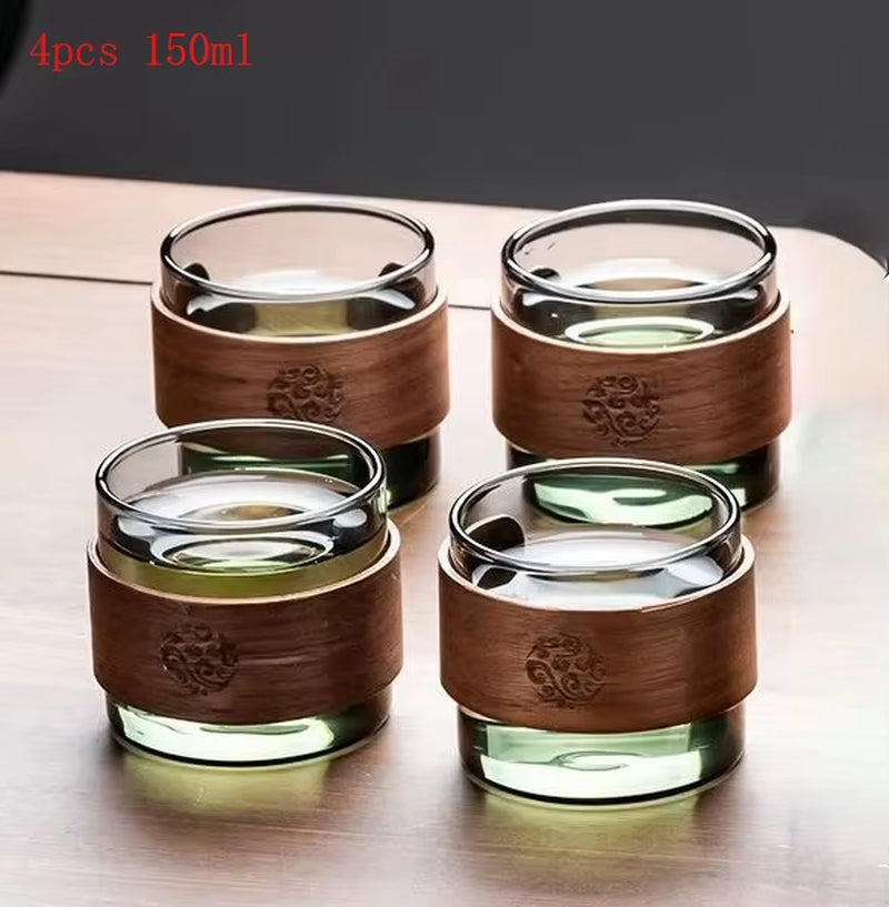 New Water Separation Inner Container Teapot One Click Magnetic Switch Tea Separation Filtration Glass Tea Pot Wood Handle Tea